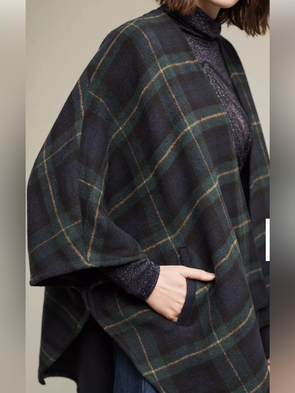 Plaid Wool Anthropologie Cape